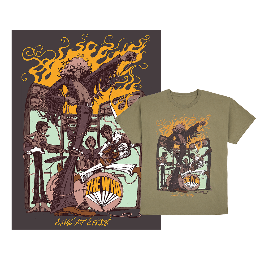 1970 The Who Live at Leeds T-Shirt + Poster Bundle